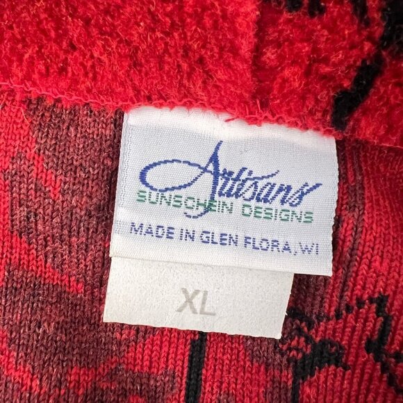 Vintage Artisans Red Cardinal Bird Oversized Cozy Fleece Michigan Jacket XL - Picture 2 of 7